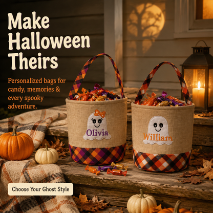 Personalized "Little Ghost" Trick-or-Treat Candy Bucket | Custom Halloween Tote 👻🍬