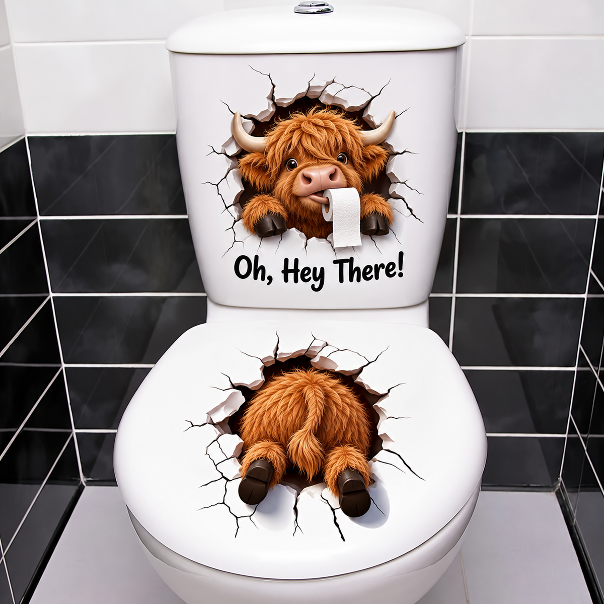 😂 Bathroom Buddies – Funny 3D Illusion Toilet Sticker Set