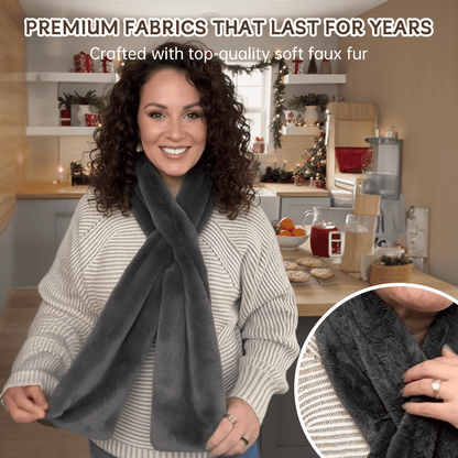 ⚡50% OFF Today! Cosy Faux Fur Pull-Through Scarf With Hidden Zipper Pocket | Store Phone, Keys & Cards, Hands-Free
