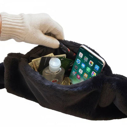 ⚡50% OFF Today! Cosy Faux Fur Pull-Through Scarf With Hidden Zipper Pocket | Store Phone, Keys & Cards, Hands-Free