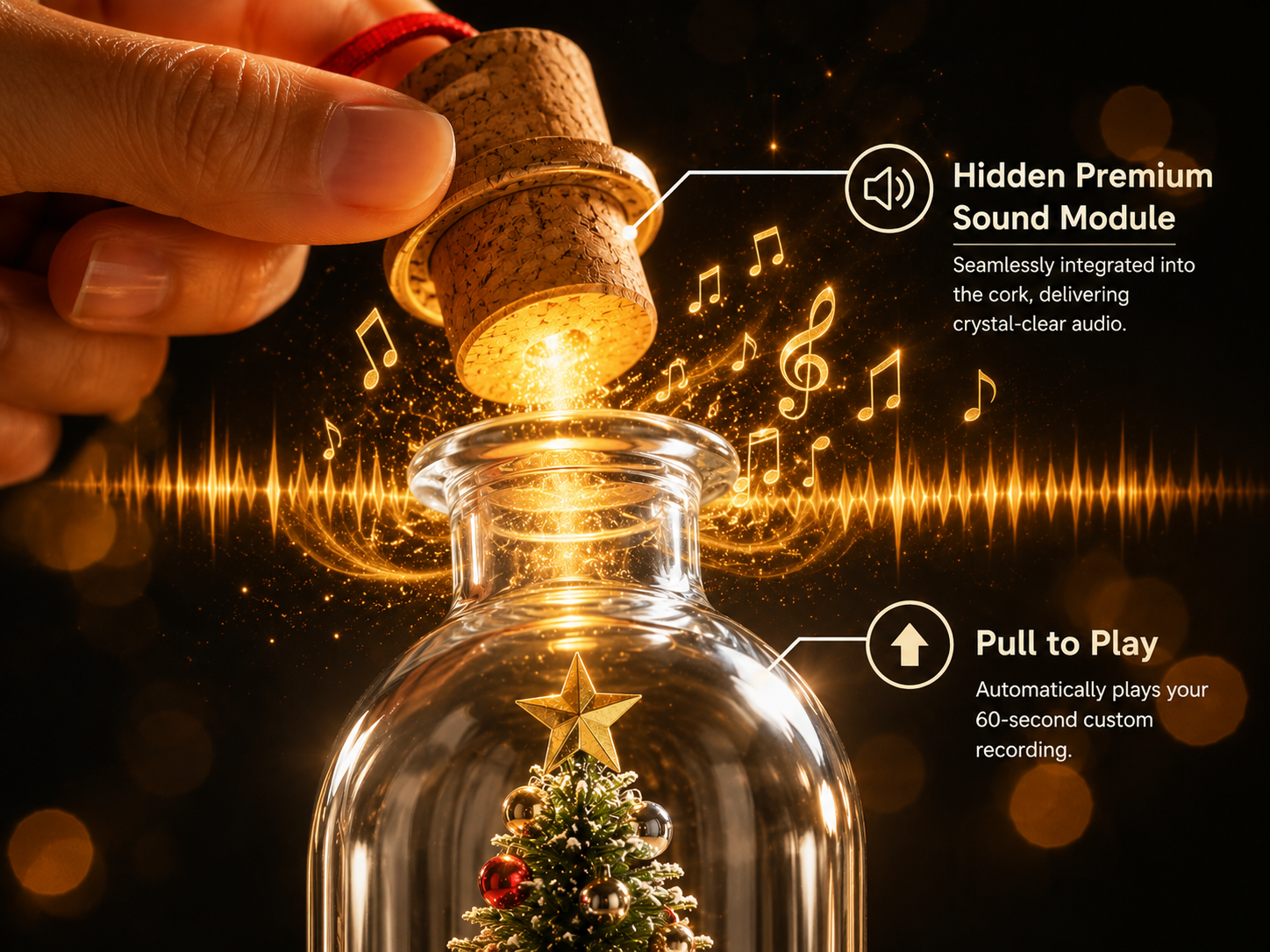 Custom "Voice of Memory" Christmas Snow Globe Bottle | Recordable Keepsake 🎄✨