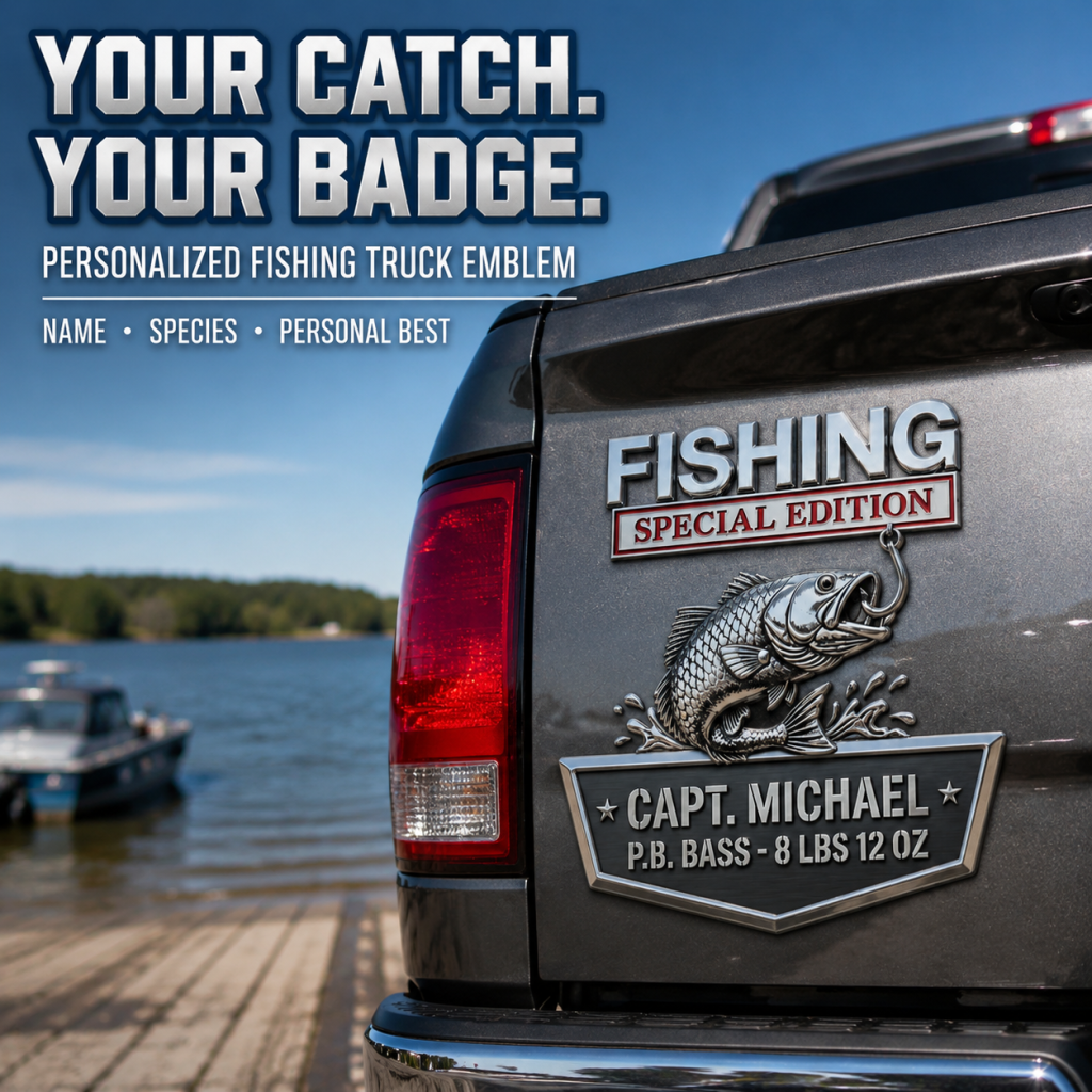 Custom "Personal Best" Fishing Tailgate Emblem 🎣 - Personalized Angler Truck Badge