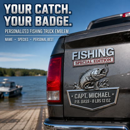 Custom "Personal Best" Fishing Tailgate Emblem 🎣 - Personalized Angler Truck Badge
