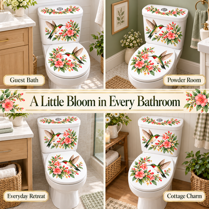 Last Day 50% OFF-Only$12.99🎁 Nature's Melody 3-Piece Floral & Bird Toilet Decal Set 🌸🐦 | Instant Bathroom Makeover