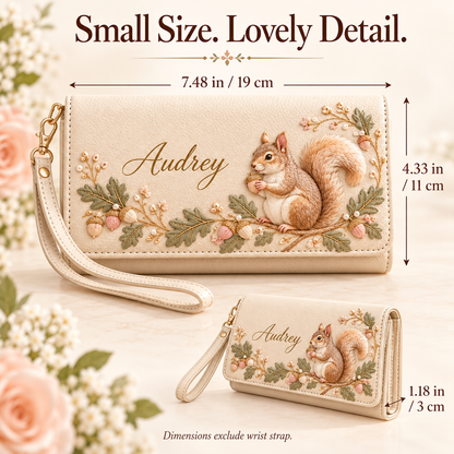 ✨ Custom Name "Flora & Fauna"  Embossed Wristlet Wallet | Personalized Everyday Purse