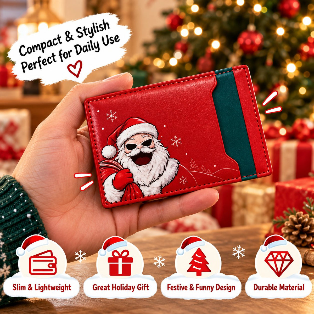 🎅 SantaSnap Funny Christmas ID Wallet – Slim Holiday Card Holder