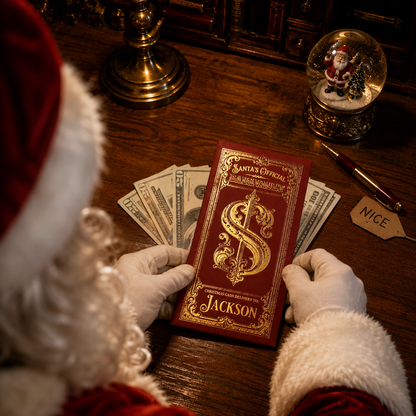 🎅 Personalized Santa Christmas Cash Holder - 🎁 Custom Name Xmas Money Envelope