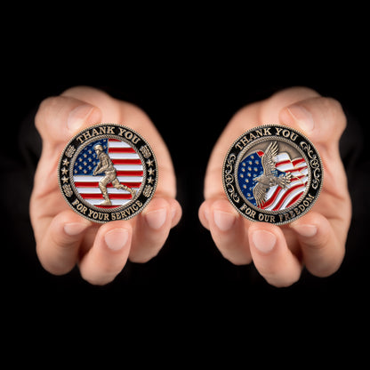 🇺🇸 "Thank You For Your Service" Patriotic Challenge Coin - Ultimate Gratitude Gift for Veterans & Heroes 🦅