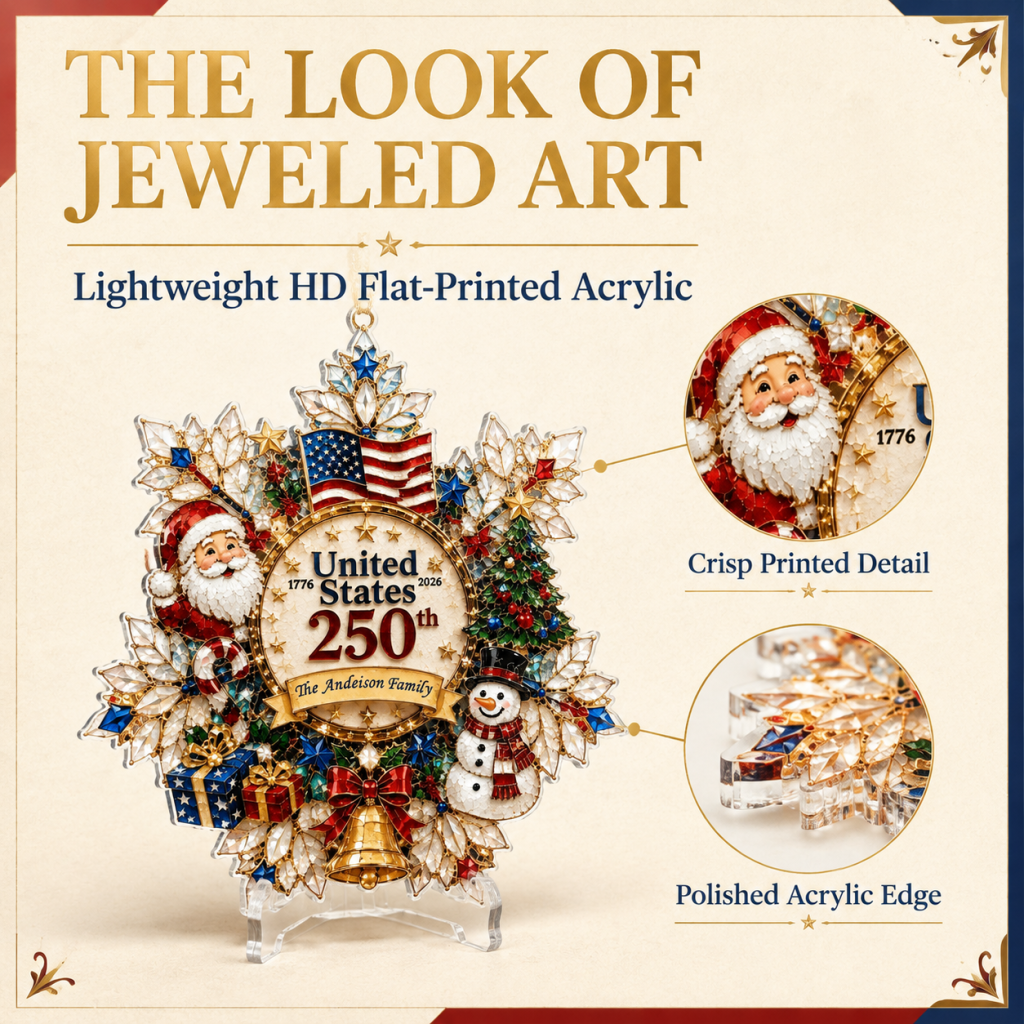 Personalized United States 250th Anniversary Commemorative Ornament | Custom Family Name Christmas Keepsake 🇺🇸🎄