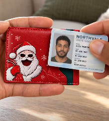 🎅 SantaSnap Funny Christmas ID Wallet – Slim Holiday Card Holder