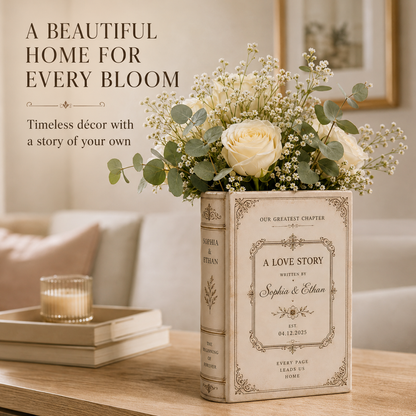 Custom  Book Vase, Personalised Wedding Gift for Couple, Bridal Shower Gift, Engagement, Wedding Gift, Bridesmaid Gift