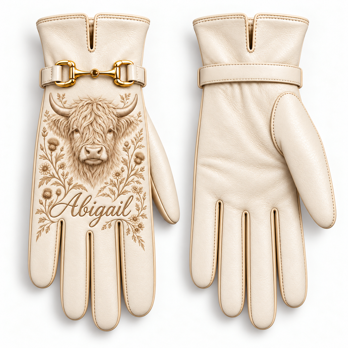 ✨ Personalized Elegance: Custom Engraved Leather Gloves with Gold Accent ✨