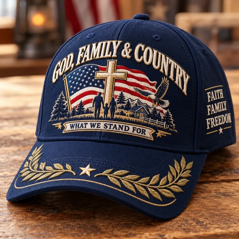 ✝️God Family & Country What We Stand For Patriotic Faith Baseball Cap