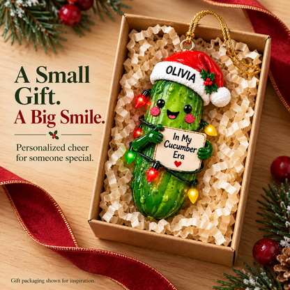 Personalized "In My Cucumber Era" Christmas Pickle Ornament 🥒✨ | Funny Custom 3D Tree Decor