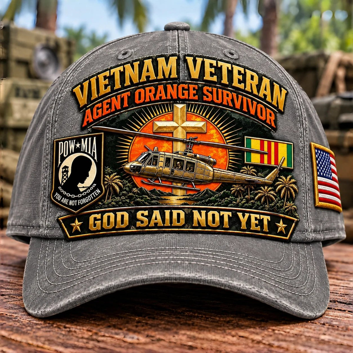 🎖️ Vietnam War Veteran Agent Orange Survivor “God Said Not Yet” Baseball Cap — Honoring Their Service and Strength 🇺🇸