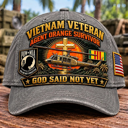 🎖️ Vietnam War Veteran Agent Orange Survivor “God Said Not Yet” Baseball Cap — Honoring Their Service and Strength 🇺🇸