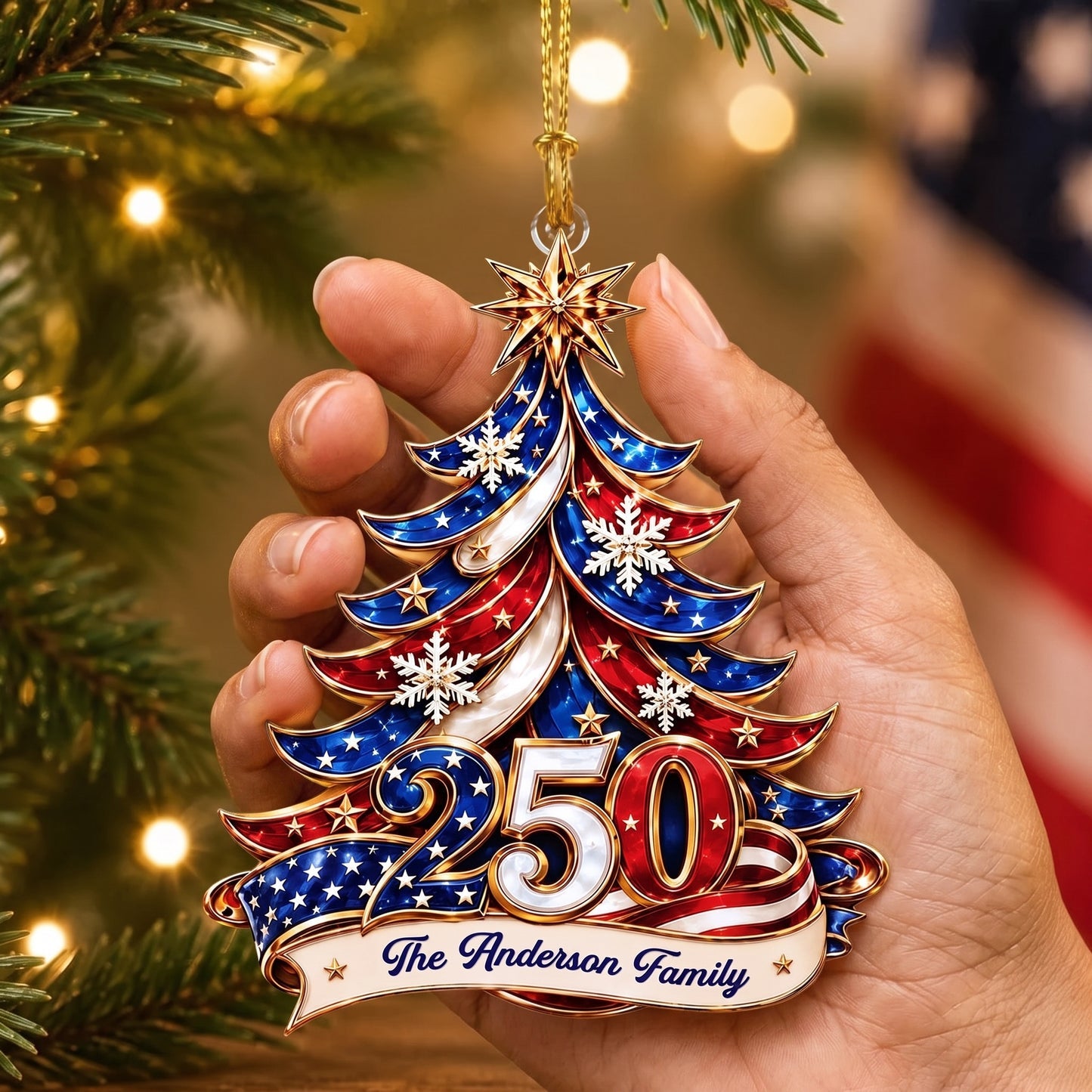 Personalized 250th America Christmas Ornament