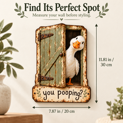 🦆 "You Pooping?" Cheeky Goose Rustic Metal Bathroom Sign | Funny Farmhouse Toilet Decor & Gag Gift