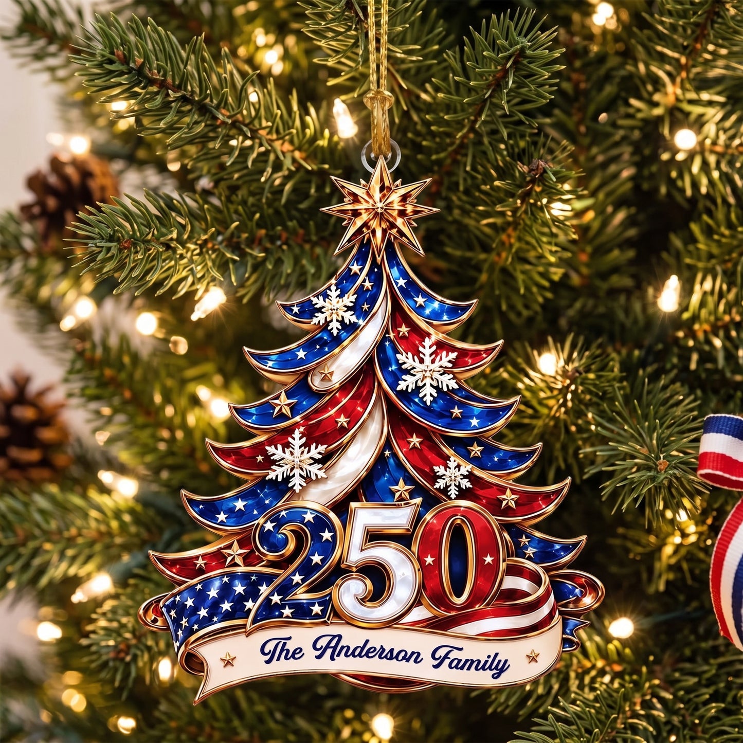 Personalized 250th America Christmas Ornament
