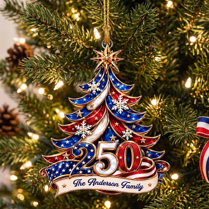 Personalized 250th America Christmas Ornament