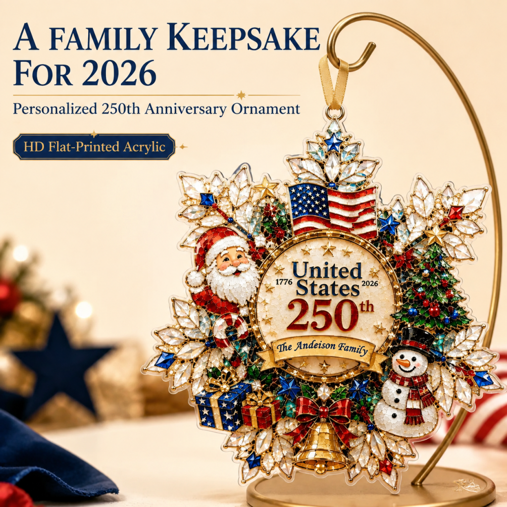 Personalized United States 250th Anniversary Commemorative Ornament | Custom Family Name Christmas Keepsake 🇺🇸🎄