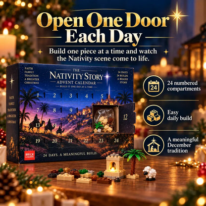 ⛪Last Day 50% OFF✝️Nativity Advent Calendar – 24-Day Buildable Christmas Nativity Set-without Light-emitting Device