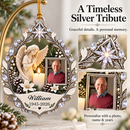 ✨ Keep Their Memory Close | Personalized Angel & Candle Photo Memorial Ornament 🕊️
