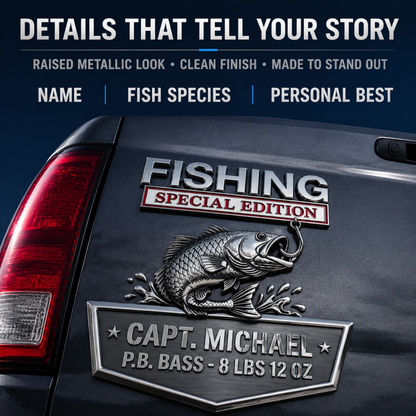 Custom "Personal Best" Fishing Tailgate Emblem 🎣 - Personalized Angler Truck Badge