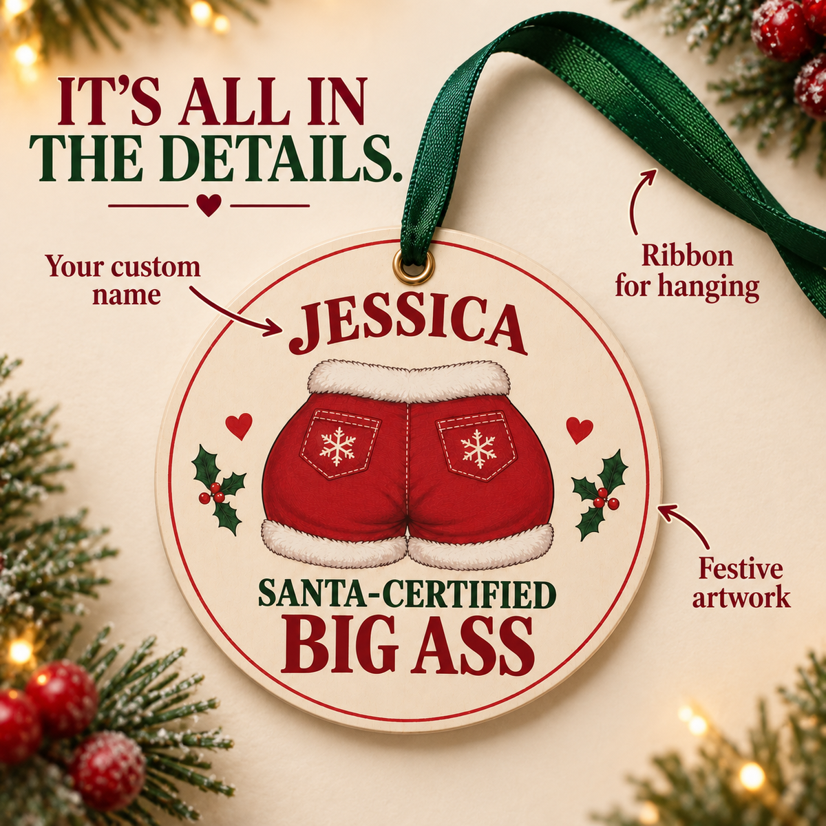 🎄 Personalized "Santa-Certified" Hilarious Christmas Ornaments | Custom Name Funny Gag Gift 😂