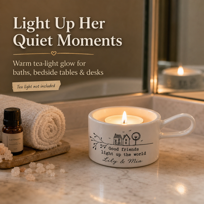 🕯️Personalized Handled Tea Light Holder - Good Friends Light Up The World✨