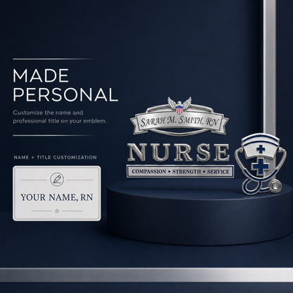Nurse Metal Emblem Badge – Customizable with Name & Title