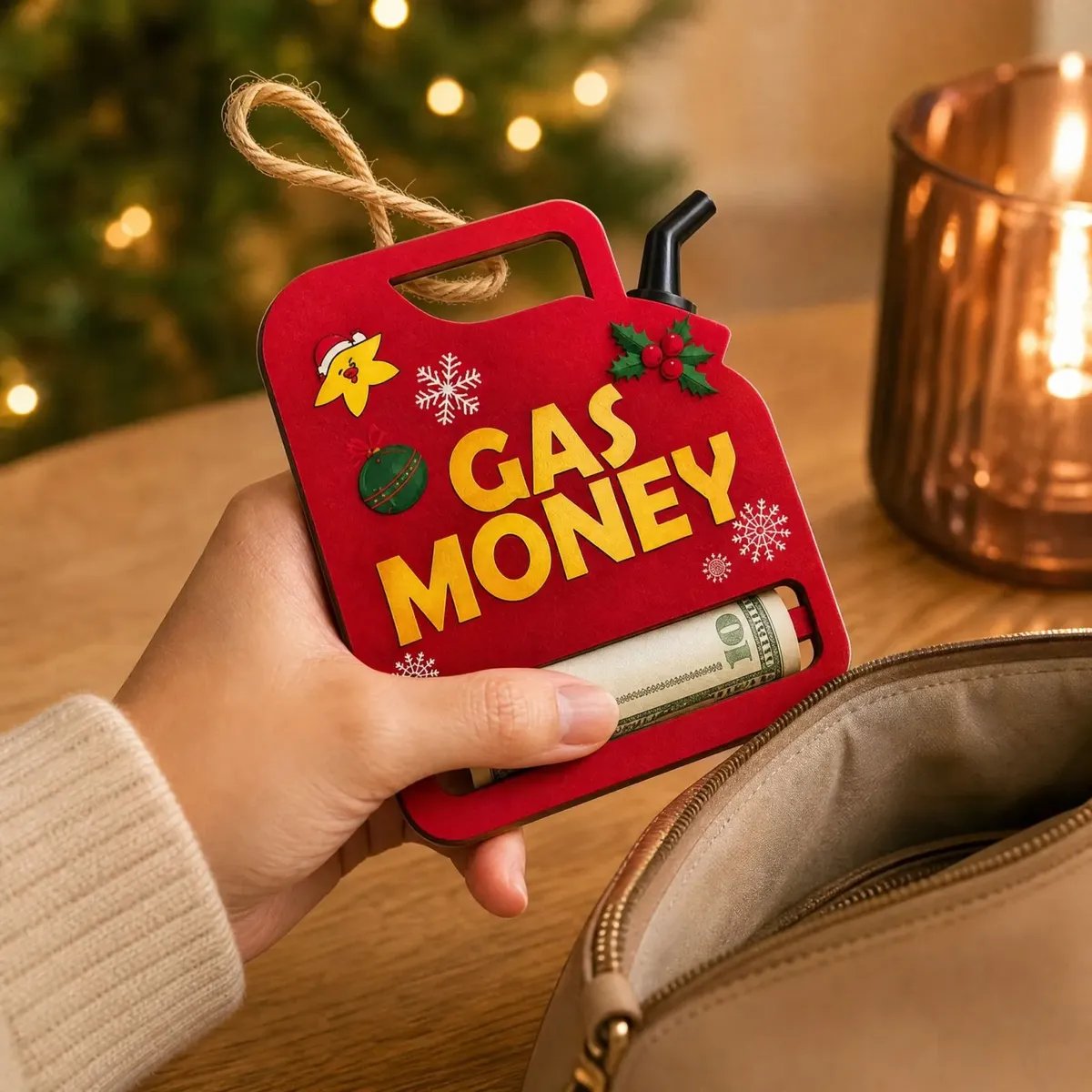 🔥HOT SALE 49% OFF - 🎄Christmas Gas Money Wooden Money Holder Set