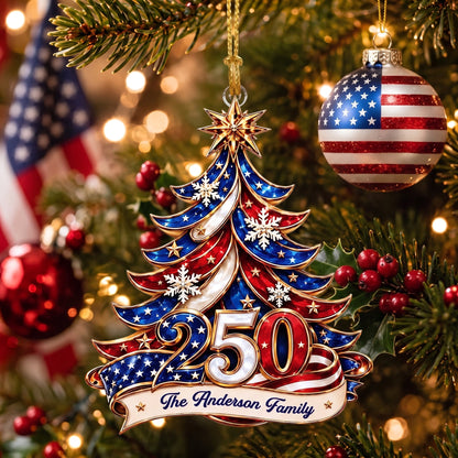 Personalized 250th America Christmas Ornament