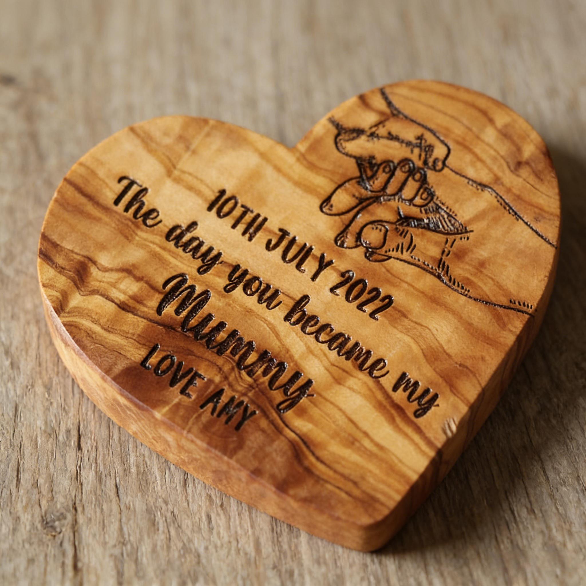Personalised Day You Became My Mummy Wood Heart For Mother's Day