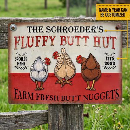 🐔 Personalized "Fluffy Butt Hut" Farm Sign – Spoiled Hens & Rustic Charm
