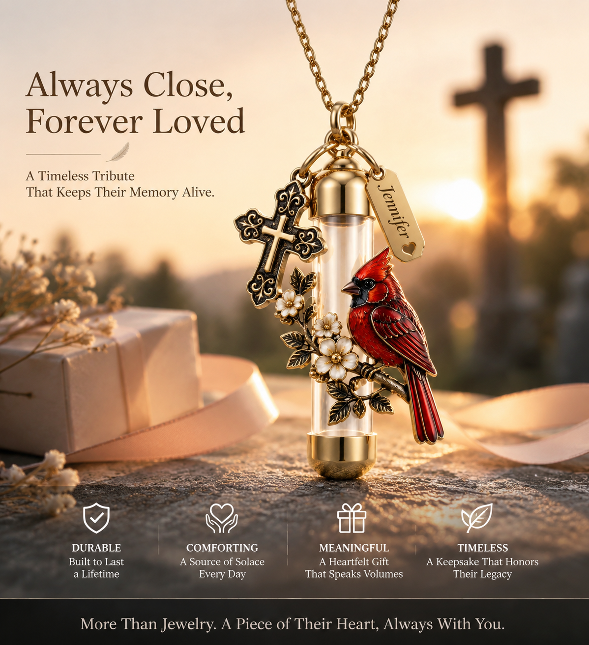 🐦Always in My Heart – Personalized Cremation Ash Urn Necklace|A lasting tribute to the ones we love. ❤️