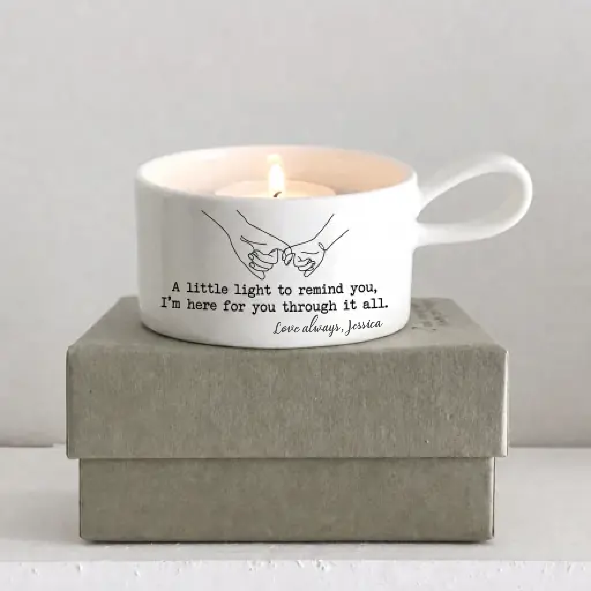 🕯️Personalized Handled Tea Light Holder - Good Friends Light Up The World✨
