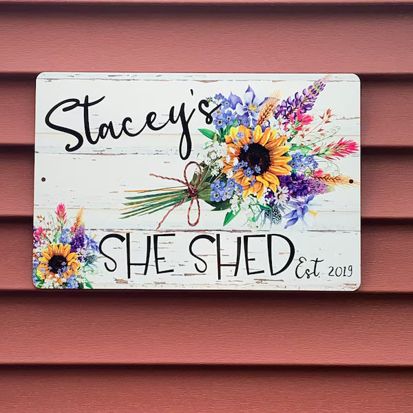 Floral Bouquet Personalized She Shed Sign