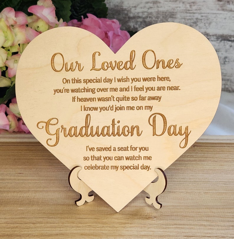 "Save a Seat" Personalized Graduation Memorial Set - Custom Wooden Rocking Chairs & Heart Sign