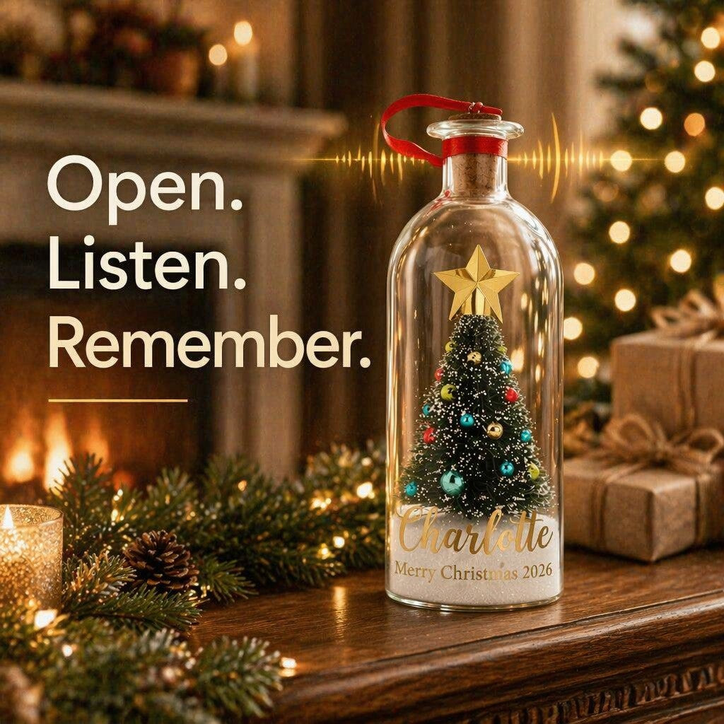 Custom "Voice of Memory" Christmas Snow Globe Bottle | Recordable Keepsake 🎄✨