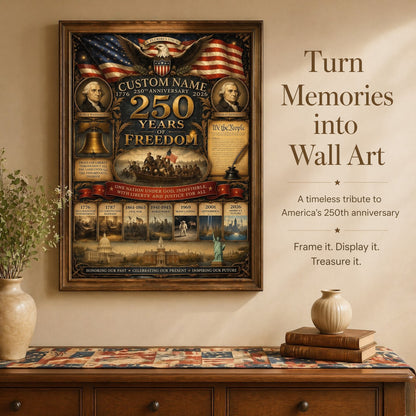 Personalized America 250th Anniversary Wooden Jigsaw Puzzle | Custom Family Name 1776-2026 History Tribute (300/500/1000 Pieces)