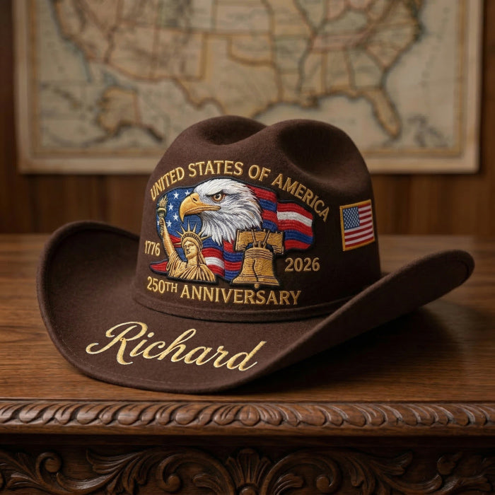 United States 250th Anniversary Personalized Cowboy Hat