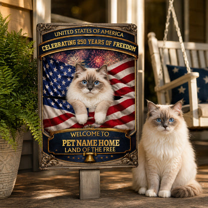 Personalized Patriotic Garden Metal Sign-Welcome to Proud American Pet Home