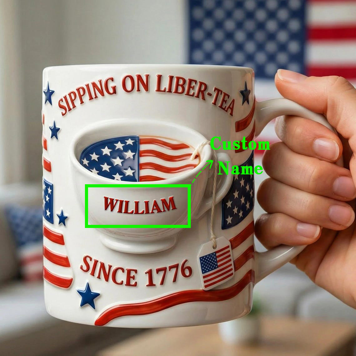 Custom Sipping On Liber-Tee Ceramic Mug-250th Year Of Freedom