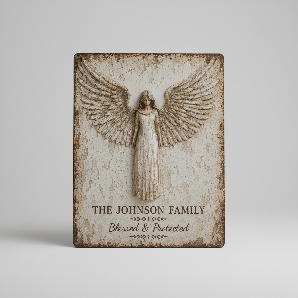 Personalized Family Guardian Angel Wall Art