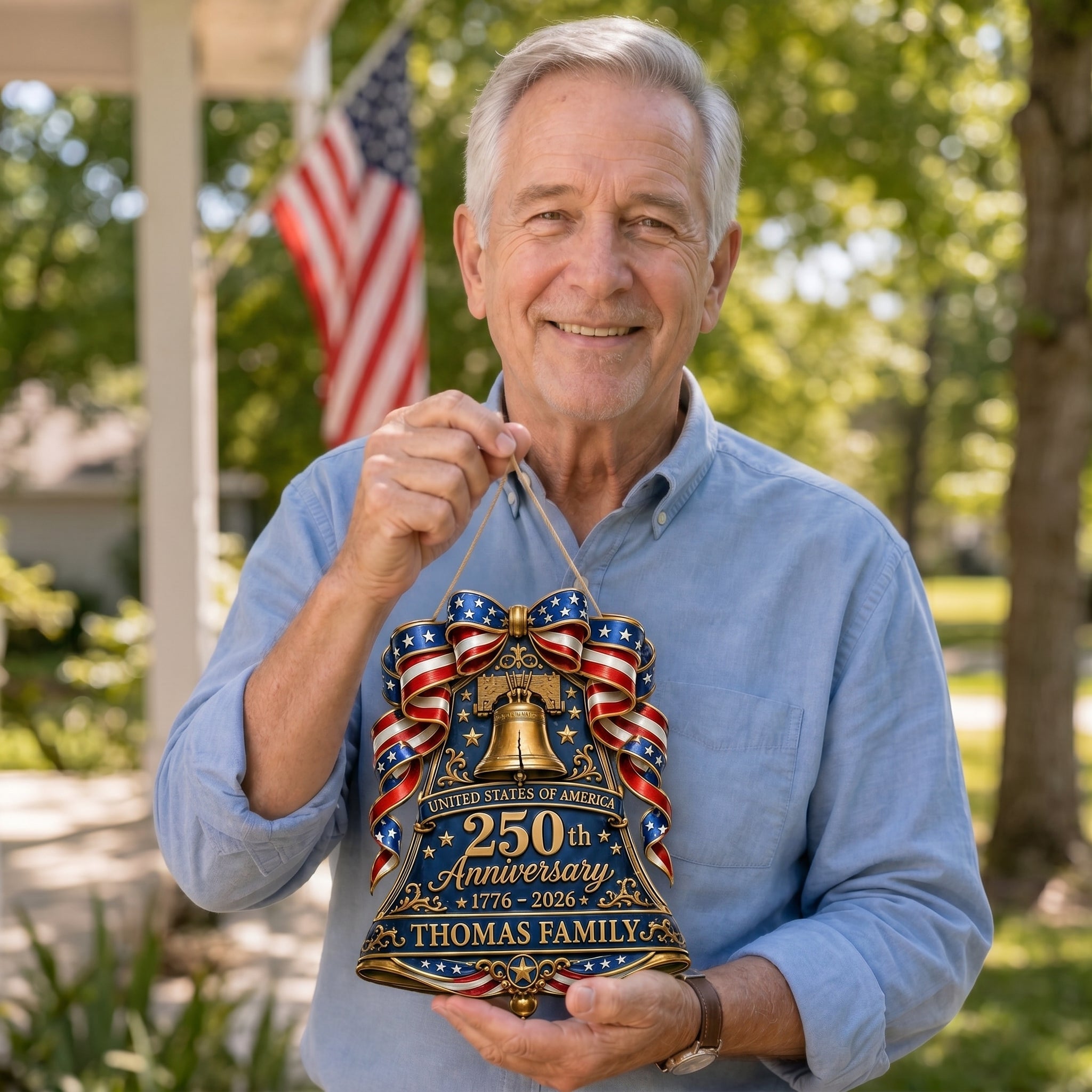 🔔 Personalized USA 250th Anniversary Liberty Bell Wooden Sign