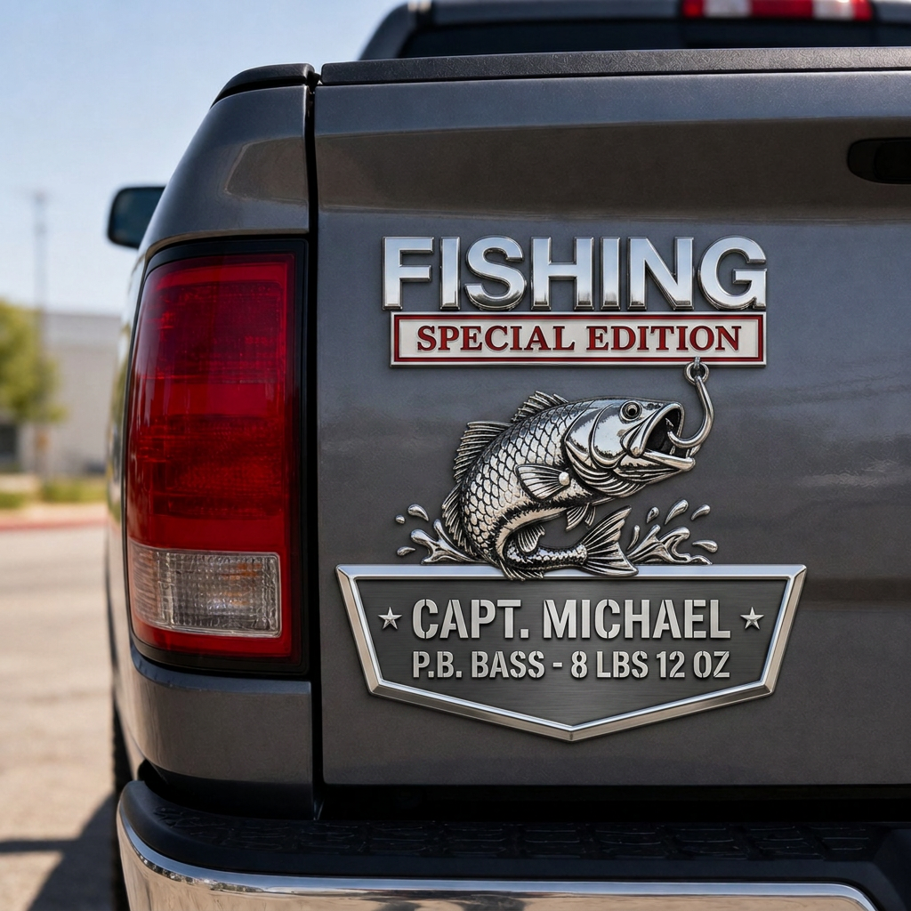 Custom "Personal Best" Fishing Tailgate Emblem 🎣 - Personalized Angler Truck Badge