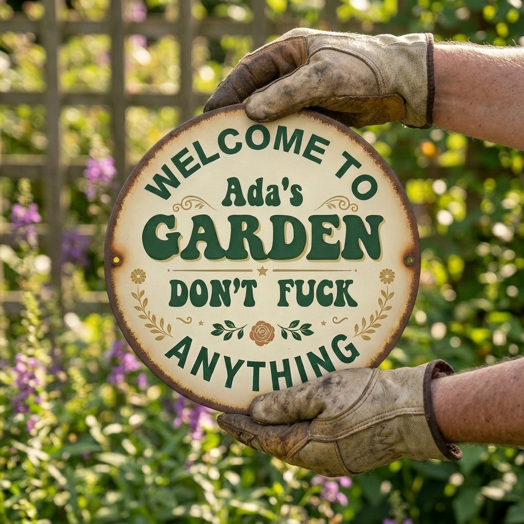 Personalized Funny Garden Metal Sign-Welcome To My Garden Don't Fuck Anything