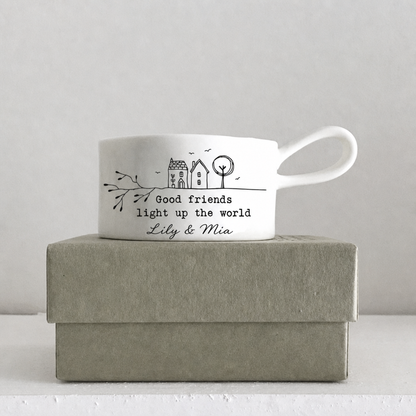 🕯️Personalized Handled Tea Light Holder - Good Friends Light Up The World✨