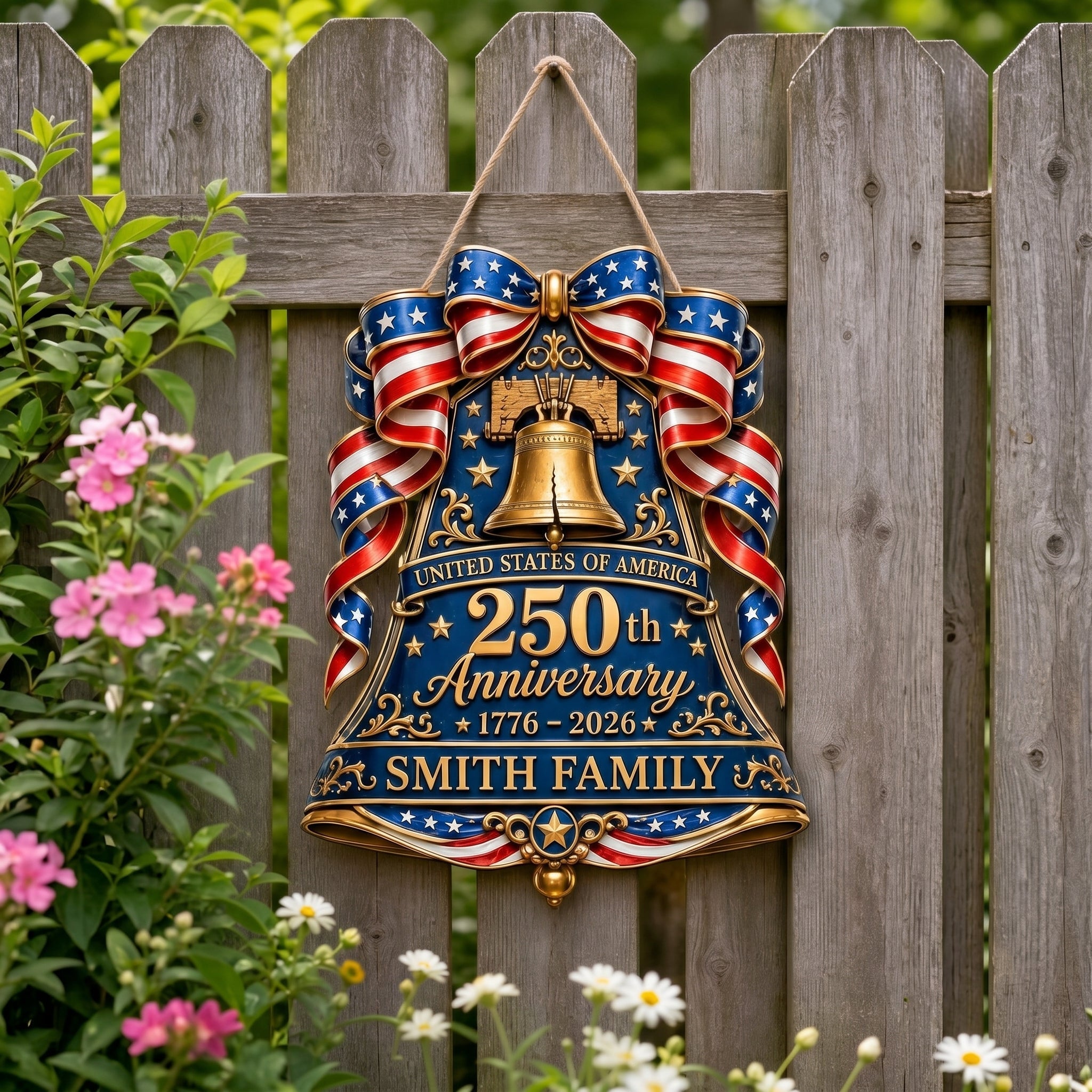 🔔 Personalized USA 250th Anniversary Liberty Bell Wooden Sign